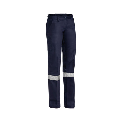 Pants Womens Cotton Drill 310gsm 3M Tape Navy 6 Bisley_60010134_BPL6007T_BPCT6