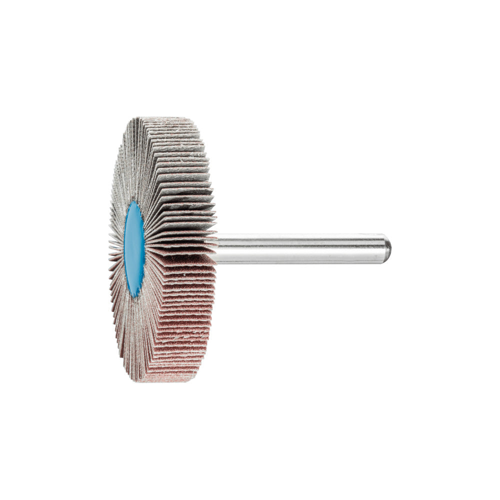 Alum oxide mounted flap wheel F 50x10 mm shank 6 mm A240 fine grind/finish_40108288_44505246