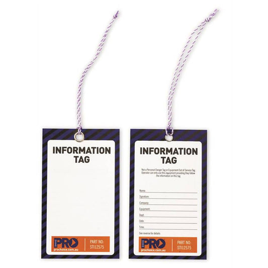 Tag INFORMATION Blue/Black Poly 75mm x 125mm Pk 100 122514 STI12575