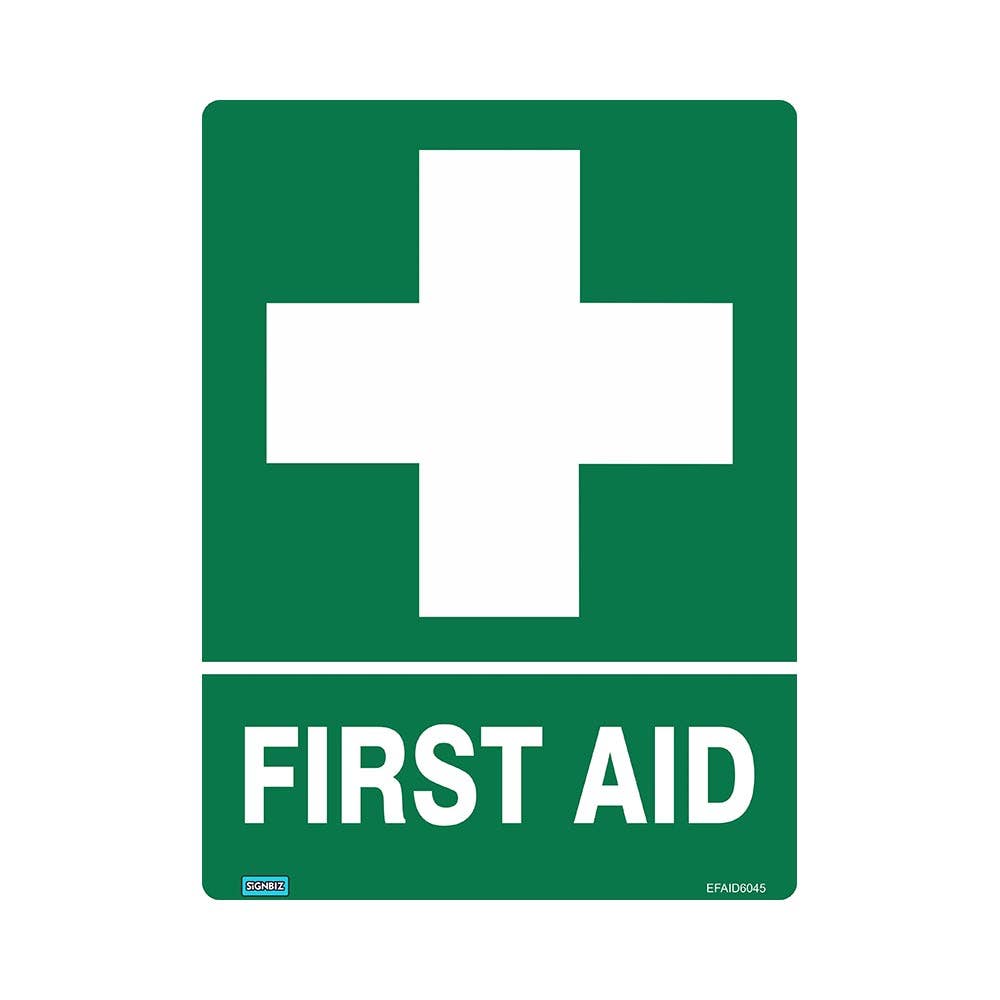 Sign FIRST AID + Cross Pictogram 450 x 600mm Metal_124272_EFAID6045M