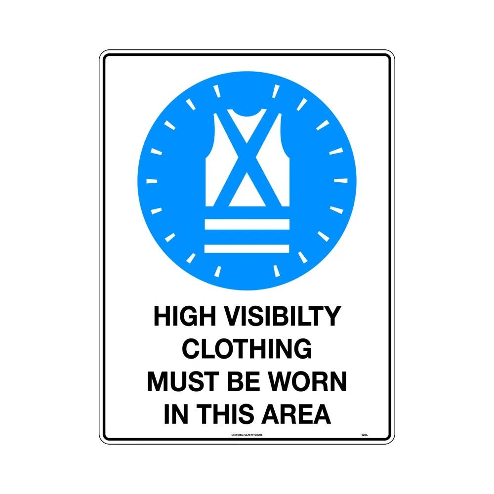Sign HIGH VISIBILITY CLOTHING MUST BE WORN IN THIS AREA 450 X 300mm Metal_422531_126LSM