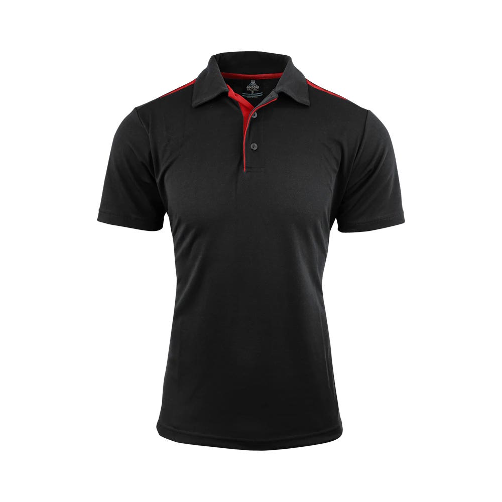 Polo Paterson S/S Poly/Cotton 180gsm Black/Red 2XL Aussie Pacific 40064798 1305-BLK/RED-2XL