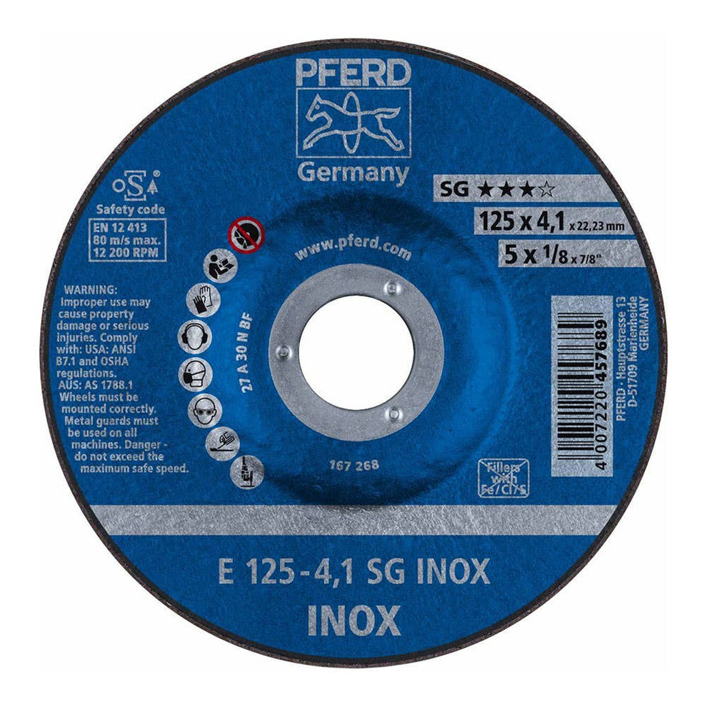Disc Grinding 125 x 4.5 x 22mm SG Inox Pferd – ATOM