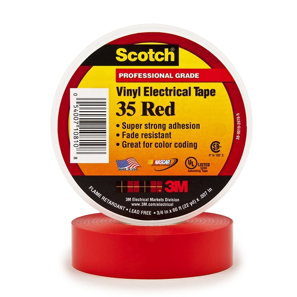 Scotch&reg; 35 Vinyl Colour Coding Electrical Tape Yellow 19mm x 20m_135065_7000006096