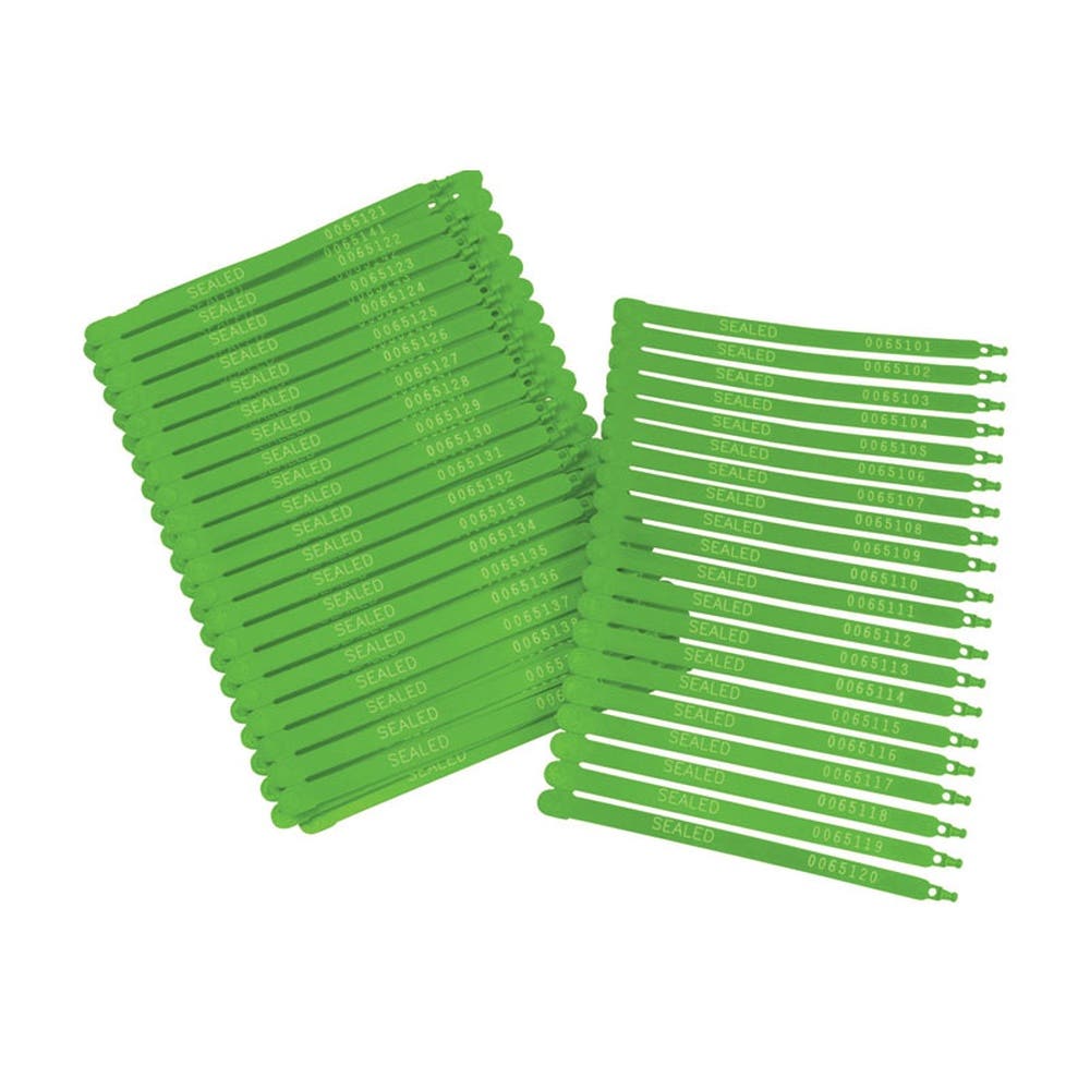 Seal Stock Poly-Lok Plastic 225mm Green Brady Pk 100 135592 852498