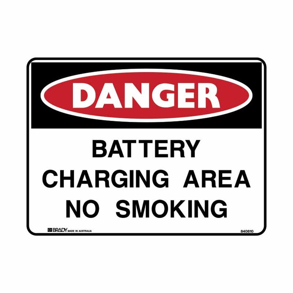 Sign DANGER BATTERY CHARGING AREA NO SMOKING 300 x 225mm Metal 137388 840811