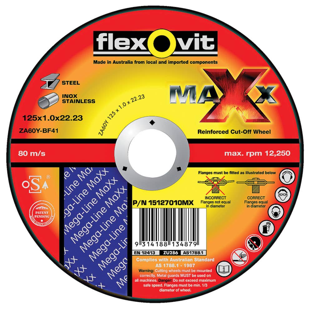 Mega Inox Maxx Cut-Off Wheel Metal 125 x 1.3 x 22.2mm 12,250rpm 138923 66252841597