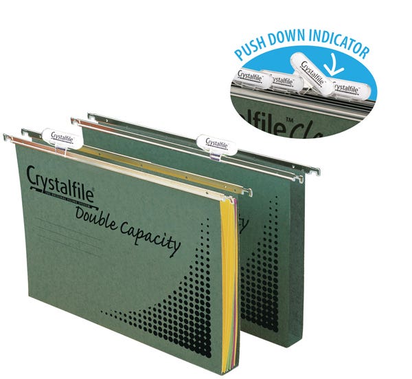 Crystalfile Susepnsion Files Double Capacity Foolscap Green Pack 50_39393100_CRF111250CY