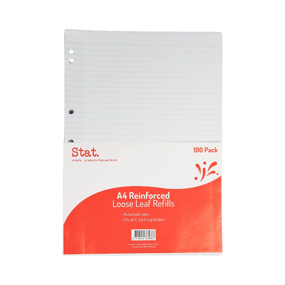 Tudor Loose Leaf Refills Ruled Red Margin A4 White Pack 100 14188100 33566