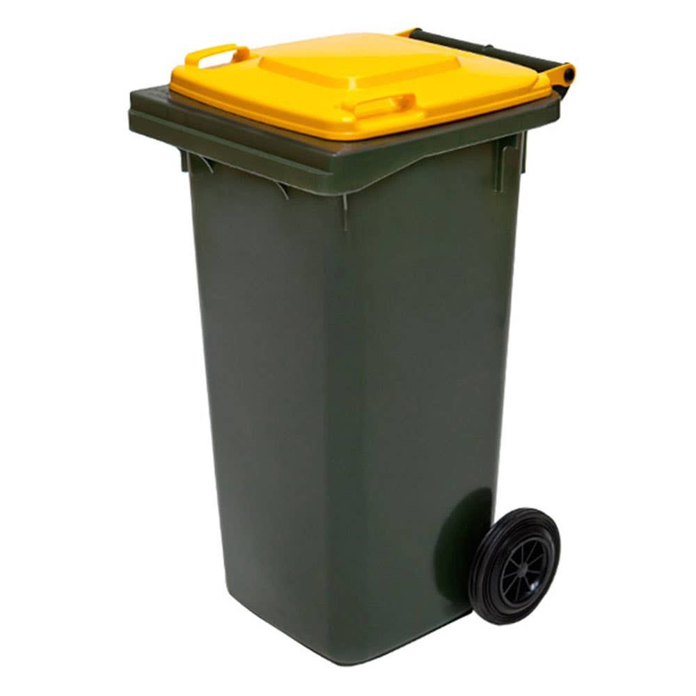 Bin Wheelie 240L Green Body + Yellow Lid (Recycling Bin) 142126 MGB240DG