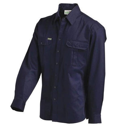 Shirt L/S Cotton Drill 190gsm Classic Navy 2XL 2009 Workit 281218 2009N2XL