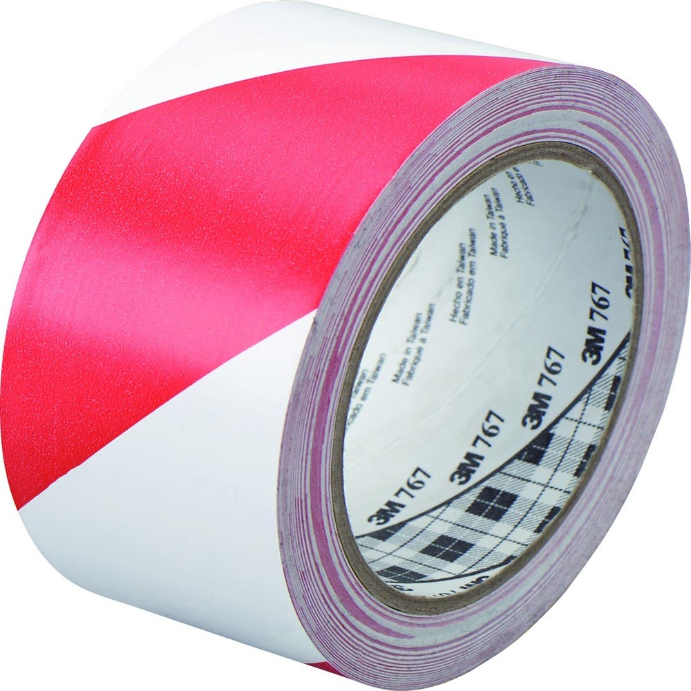 767 Vinyl Adhesive Hazard Safety Tape Red/White 50mm x 33m_145600_7000148378