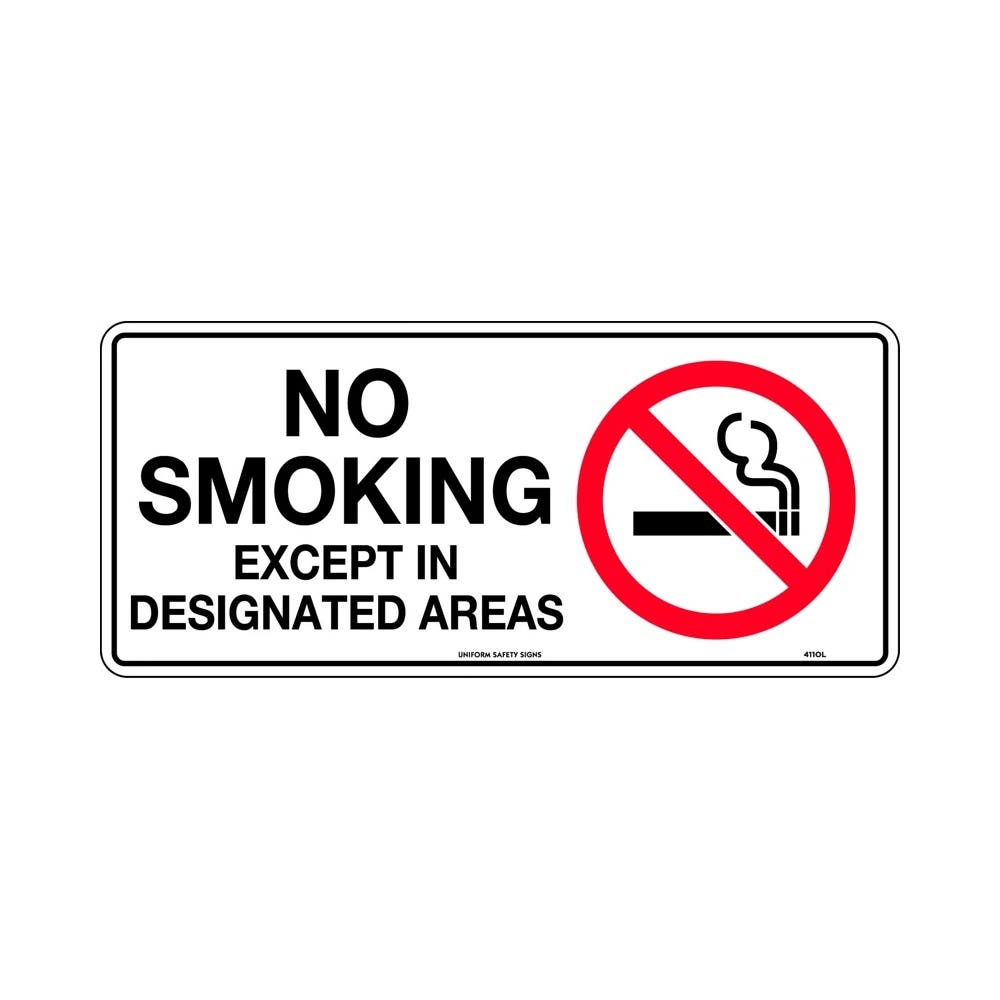Sticker NO SMOKING EXCEPT IN DESIGNATED AREAS 180 X 250mm Adhesive_295798_147252/1