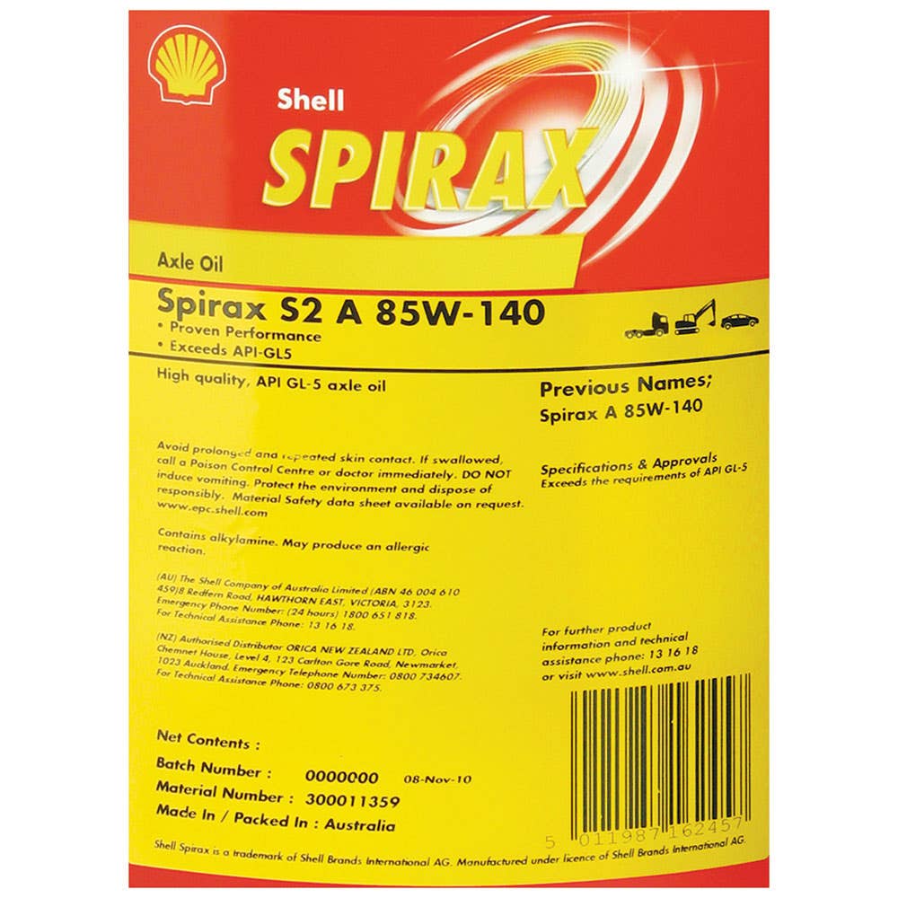 Gear Oil Spirax S2 A 85W-140 209L Shell 154627 300011358