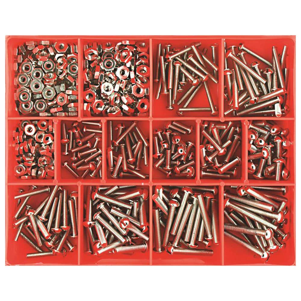Grab Kit Screw + Nut Slotted Round Head Fine 11 Sizes 300 Piece 1605005 CA228
