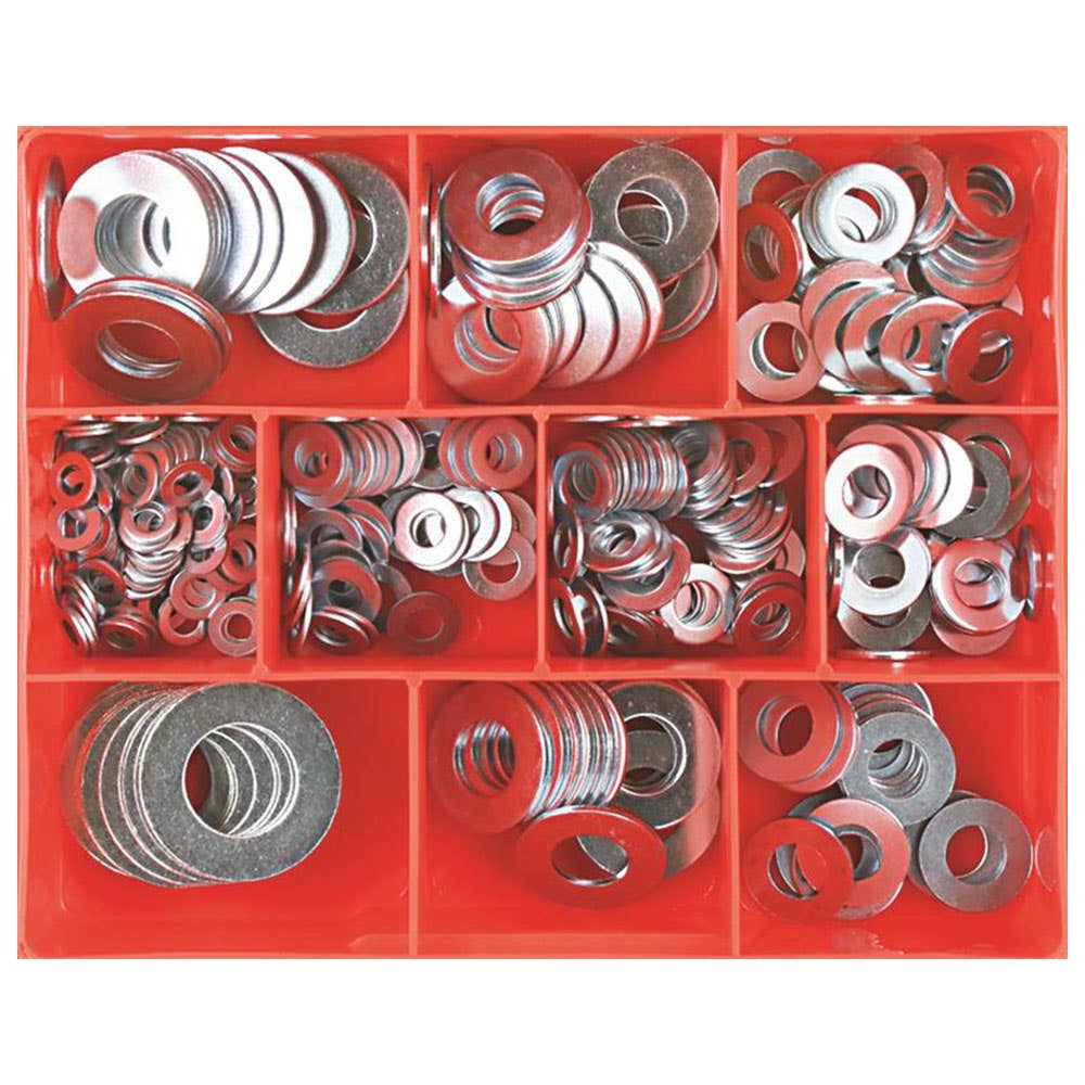 Grab Kit Washer Flat Zinc Plated 10 Sizes 3/16-3/4'' 330 Piece 1606005 CA330