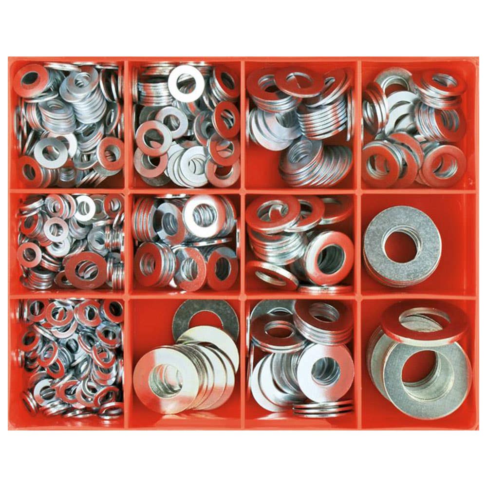 Grab Kit Washer Flat 13 Sizes 3/16-3/4'' + 6-20mm 695 Piece 1610007 CA576