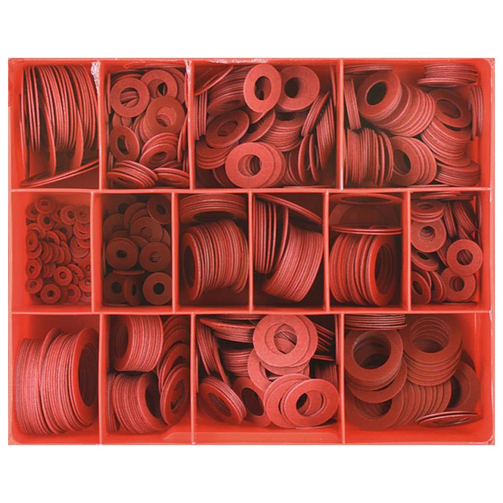 Grab Kit Washer Plug Fibre Red 14 Sizes 1/8-1 x 1/32'' Thick 825 Pieces 1611004 CA825