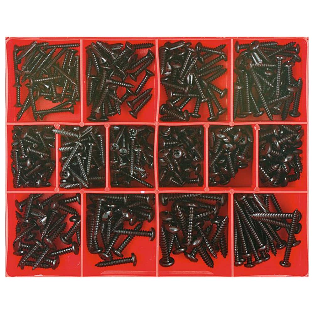 Grab Kit Screw Self Tapping Black Pan Head 14 Sizes 415 Piece 1611007 CA1200