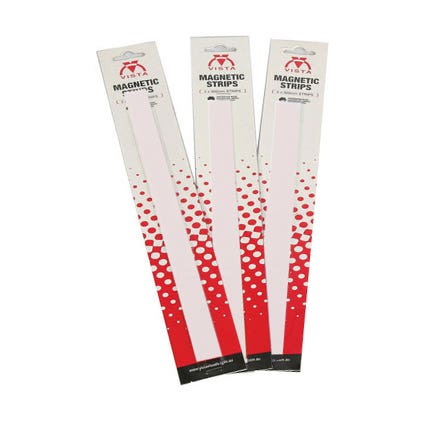 Vista Magnetic Coloured Strips 19mmx300mm Pack 2 White 16139300 VWMS19W