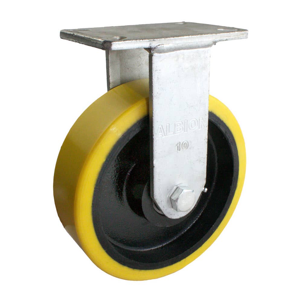 Heavy Duty PU/Cast Iron Fixed Castor 250 x 75mm Yellow 2,000kg 60018829 X13A91K250A