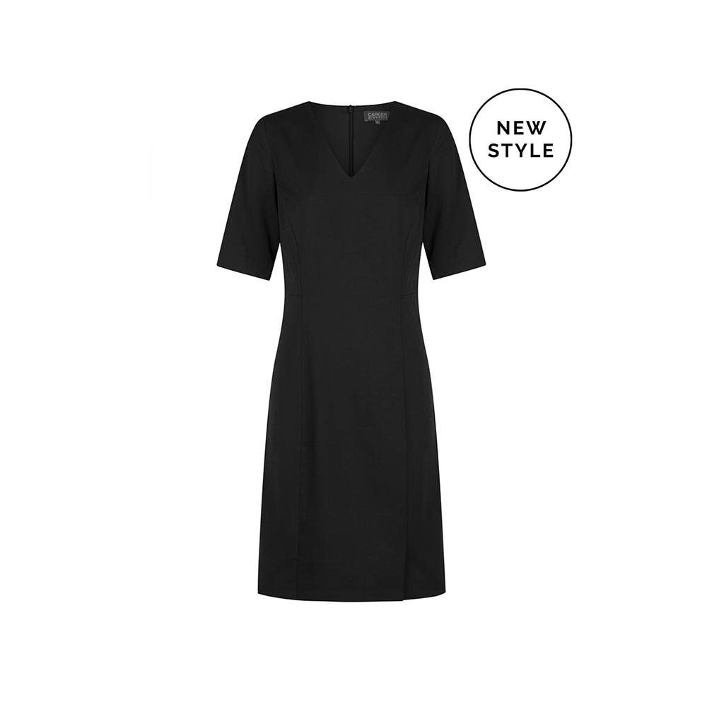 1761WD Elliot S/S V Neck Poly Stretch Dress_1761WD