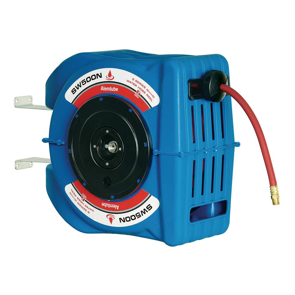 Hose Reel Assembly Air/Water Retractable 12mm x 18mm 180psi SW500N Alemlube 178991 SW500N NLA