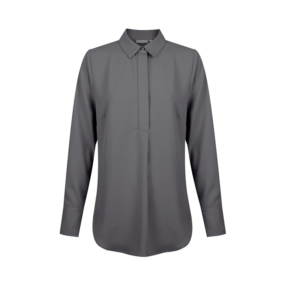Top Quinn Soft Long Sleeve 1/2 Placket Charcoal Gloweave 10 Charcoal 1797WL-CHA-10_40075544_1797WL-CHA-10