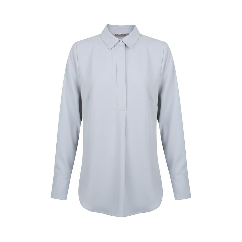 1797WL Quinn Ladies L/S 1/2 Placket Blouse ACE1797WLSIL_ACE1797WLSIL