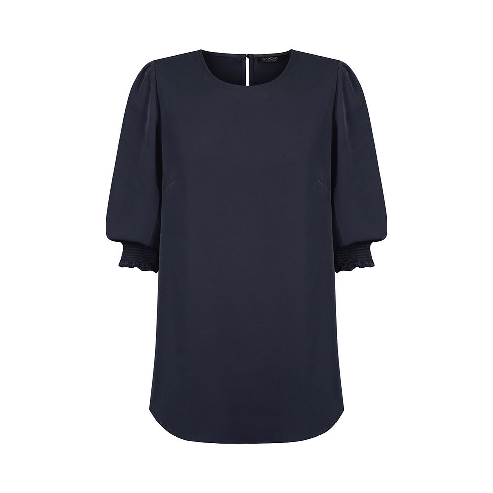 Blouse Womens 3/4 Sleeve Shirred Cuff 10 Navy 40061781 1799WZ-NAV-10