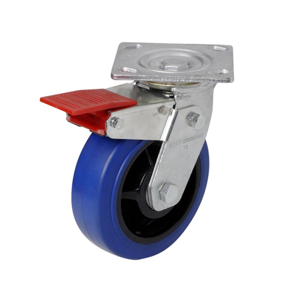 J3 Series Swivel & Brake Plate Castor Wheel Rubber 100mm 180206 J32TZ83K100