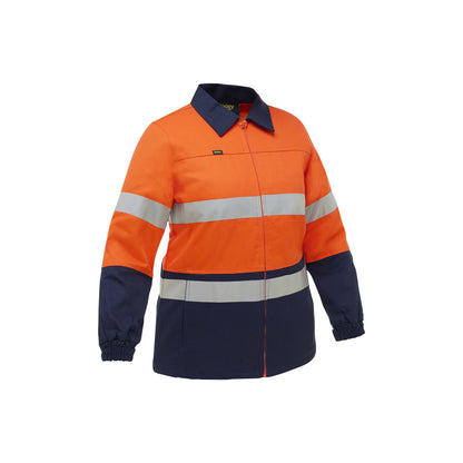 Jacket Cotton Drill 310gsm Womens Ref. Tape Bisley 10 Orange/Navy BKL6710T__40062019_BKL6710T_TT0210