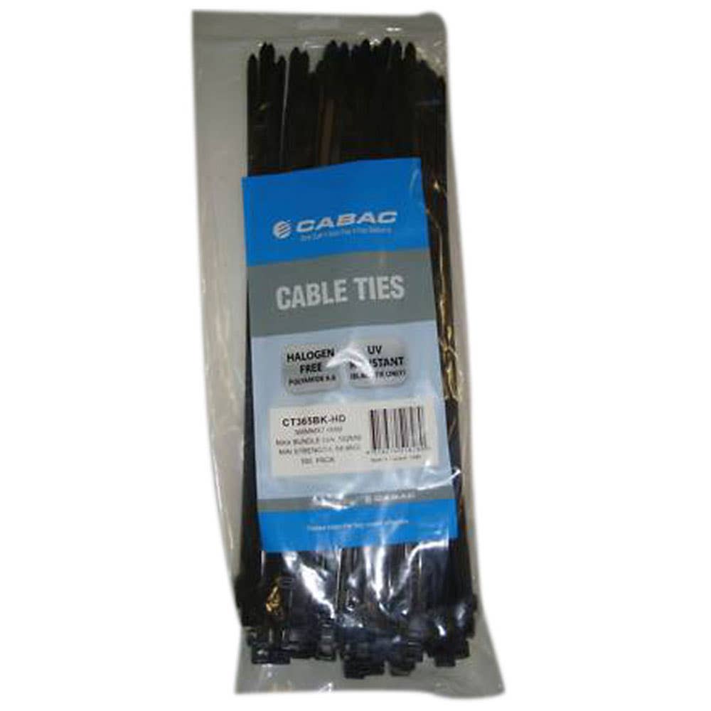 Cable Tie Black UV Stabilized (100) 7.6x370mm 182180 CT365BK-HD