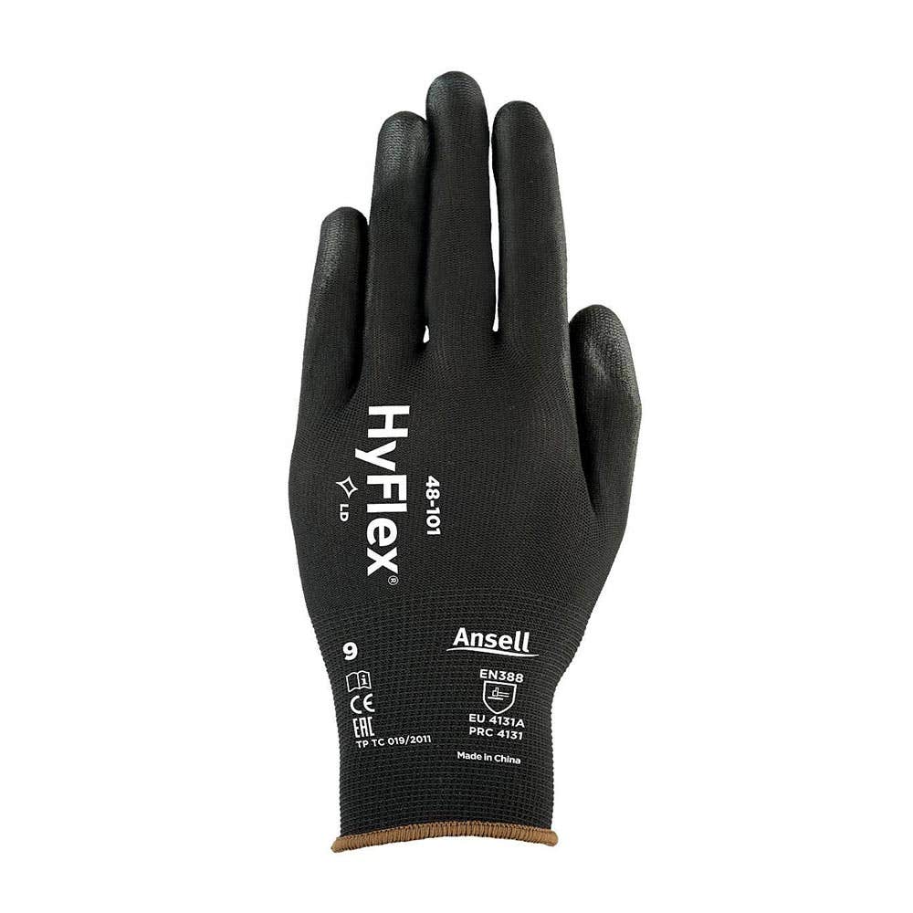 Gloves Black Polyurethane Palm Coated Senslite Size 10 Ansell 48-101 79900637 48101100