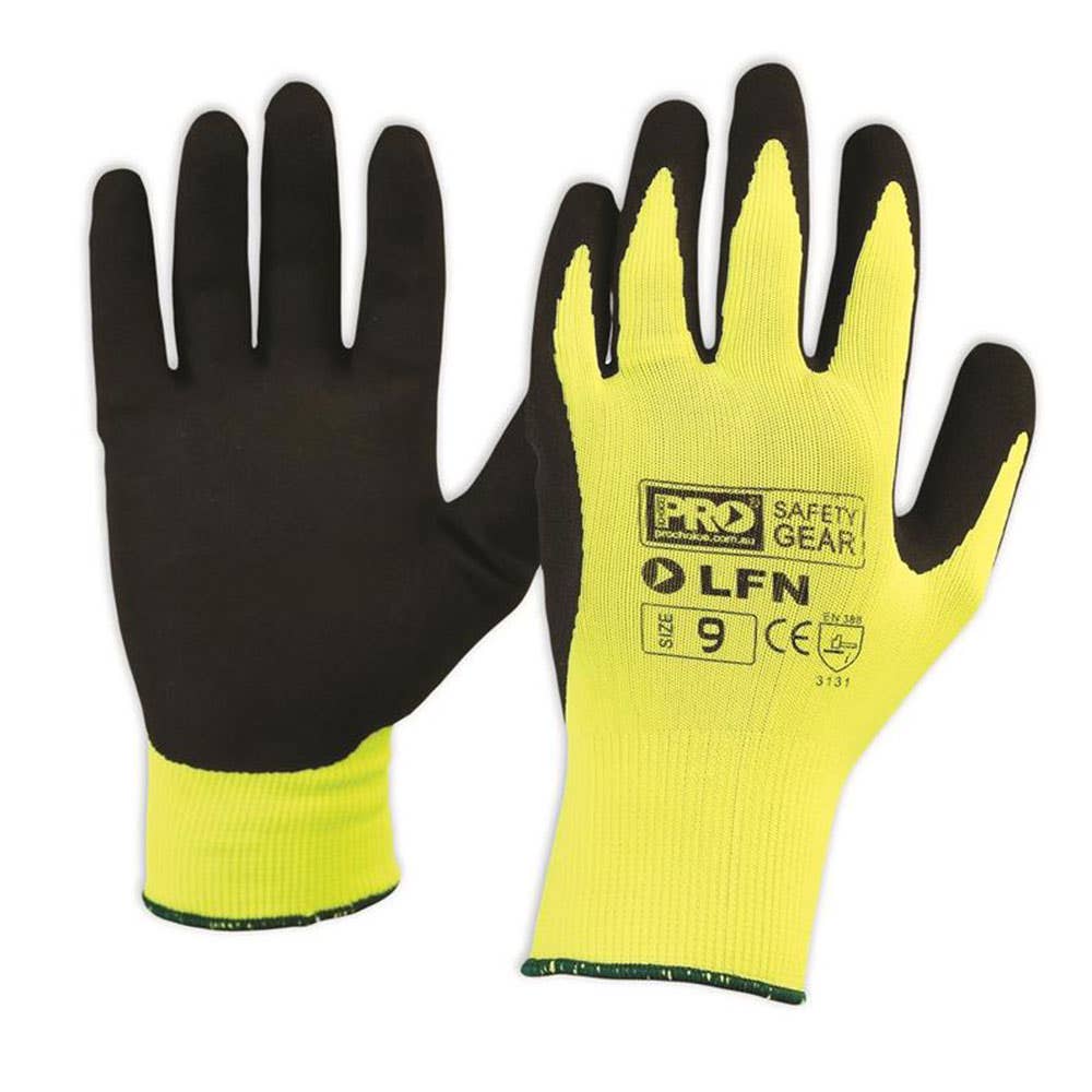 Gloves Latex Foam Hi Vis Yellow Size 7 ProChoice_189114_LFN7