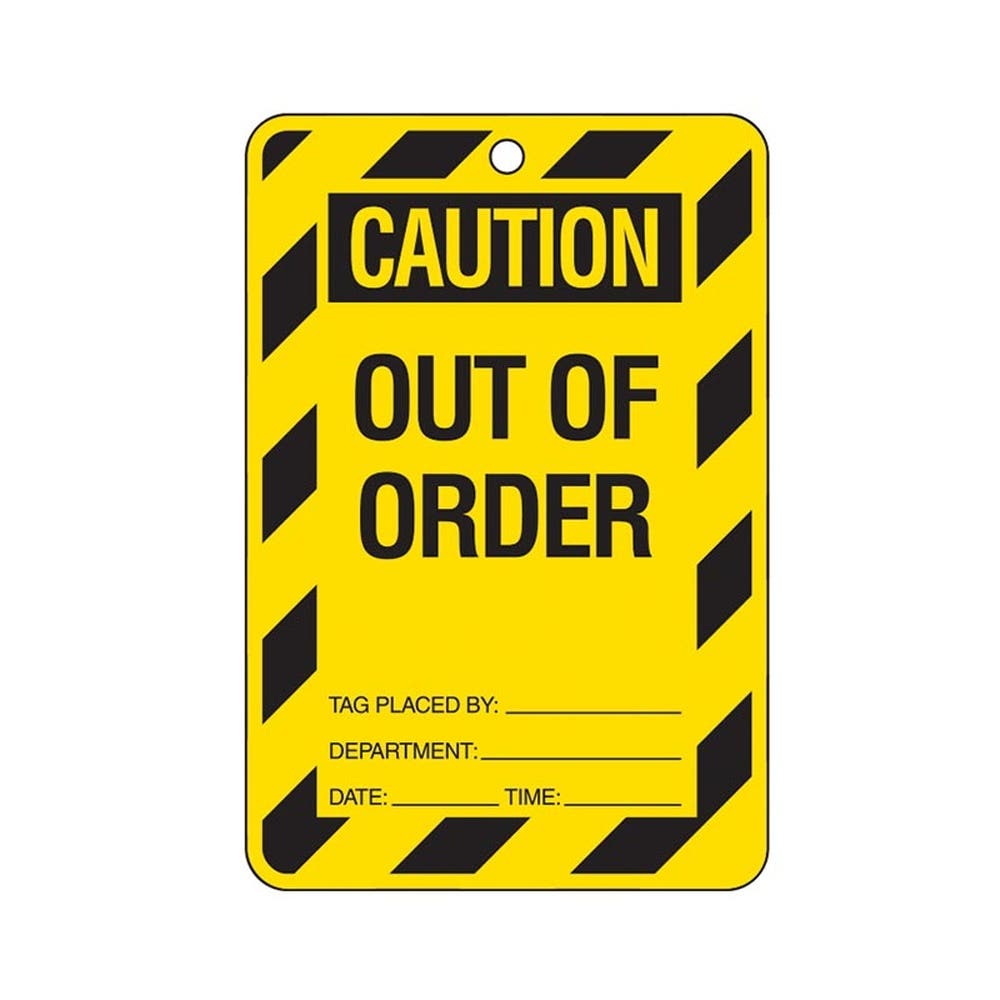 Tag Lockout Caution Out Of Order Black Yellow Pk/100 192133 842368