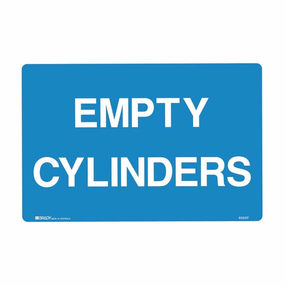 Sign EMPTY CYLINDERS White/Blue 450 X 300mm Poly 193072 835121