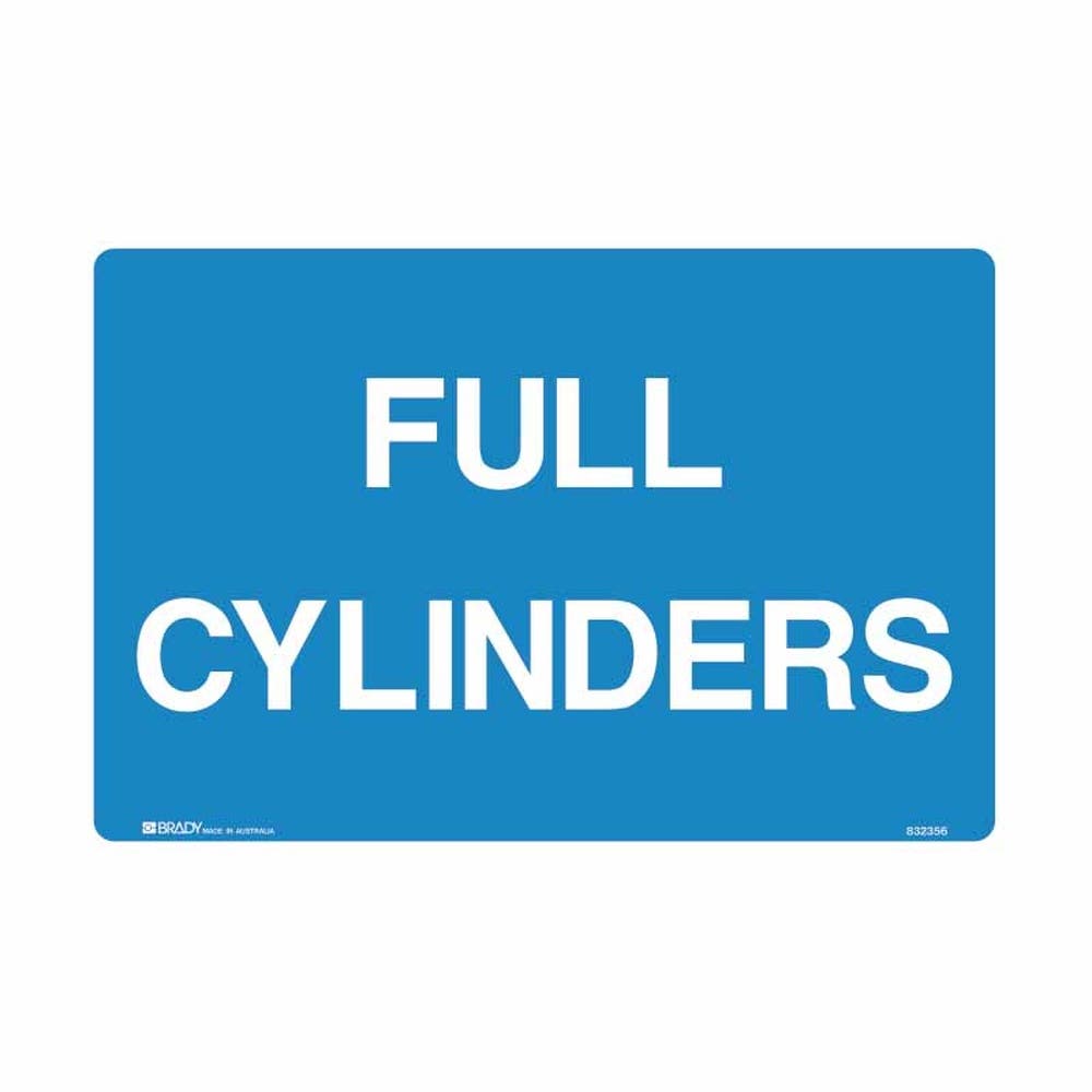 Sign Full Cylinders Blue/White 450x300 Poly Brady 835120 193075 835120