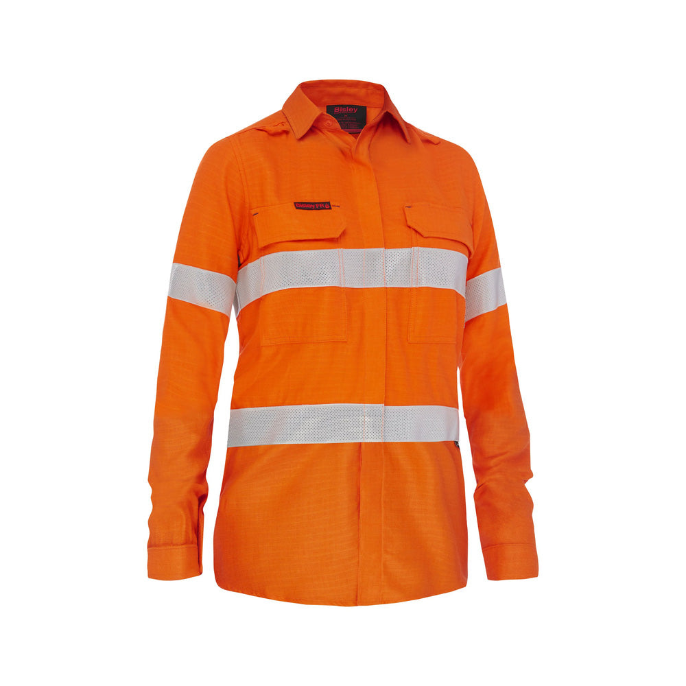 Shirt Apex Womens 185gsm PPE2 Taped Hi Vis Orange 10 Ripstop FR Vent Bisley_40036382_BL8439T_BVEO10