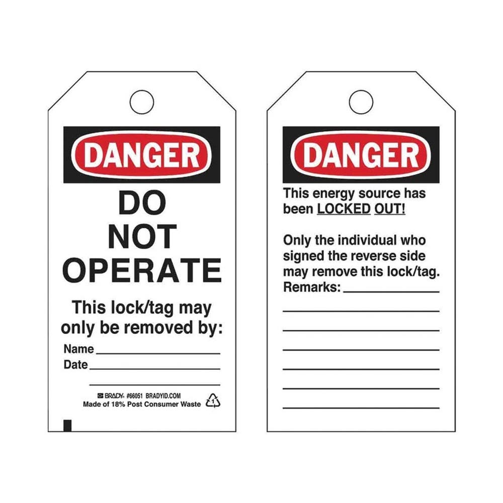 Tag'' Do Not Operate'' White Black Red  76 X 146mm Pk 25 200213 66051