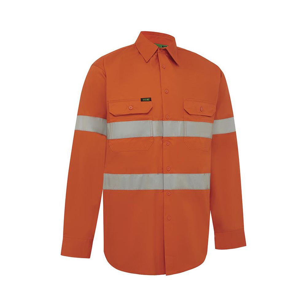 Shirt L/S Cotton Drill 155gsm 3M Tape Hi Vis ORANGE  2XL  2013 Workit_405252_2013O2XL