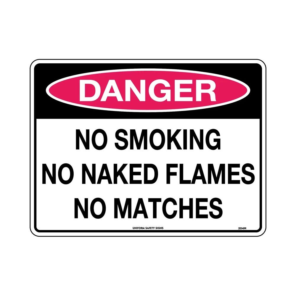 Sign DANGER NO SMOKING NO NAKED FLAMES NO MATCHES 300 X 225mm Metal_307870_204MM