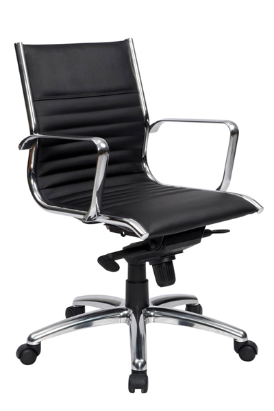 Cogra YS115M Executive Medium Back Leather Chair Black_1007881_YS115M BLACK