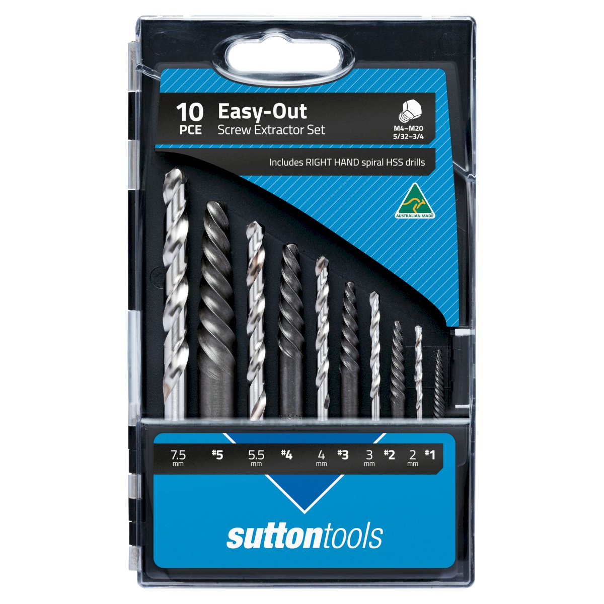 Screw Extractor M603 S20 Set 10Pce #1 - #5 With Stub Drills 79917198 M603S20