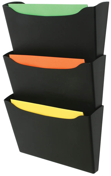 Marbig Enviro Wall Pocket 3 Compartmnt Black 1011981 86650