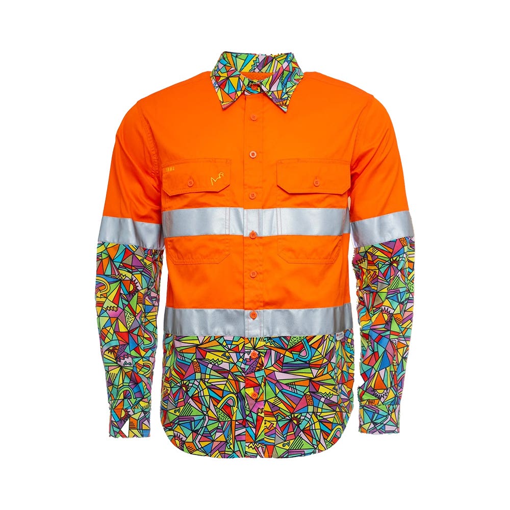 Shirt L/S Hi Vis Cotton Drill 150gsm Tape 2XL Orange/Bonza Trademutt 40055778 21502-2XL
