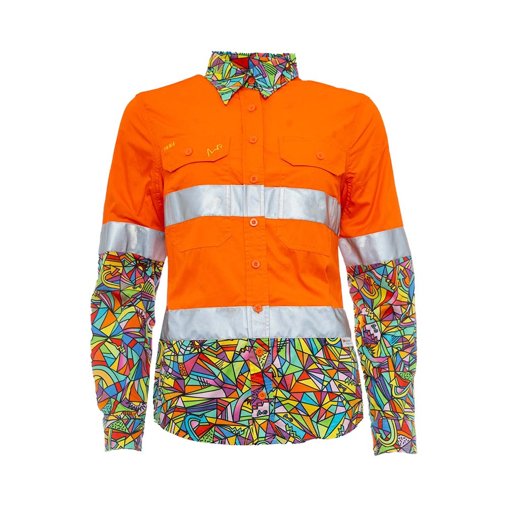 Shirt Wmns L/S Hi Vis Cotton Drill 150gsm Tape 10 Orange/Bonza Trademutt 40055784 21509-10