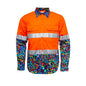 21542 Orange/Pearler Hi-Vis Drill Taped Shirt 150gsm 21542