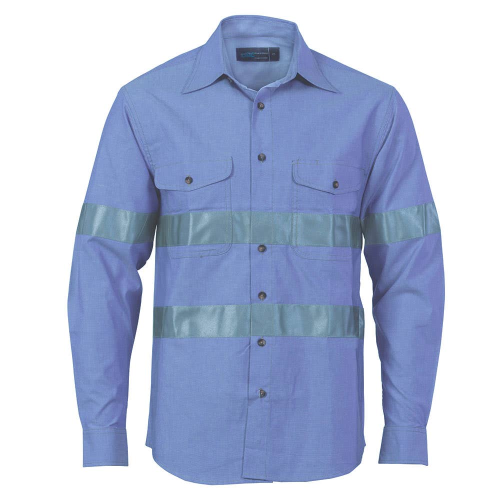 Shirt L/S Cotton 155gsm Reflective Tape Hi-Vis Chambray 2XL 3889 DNC_308747_3889-CHAM-2XL