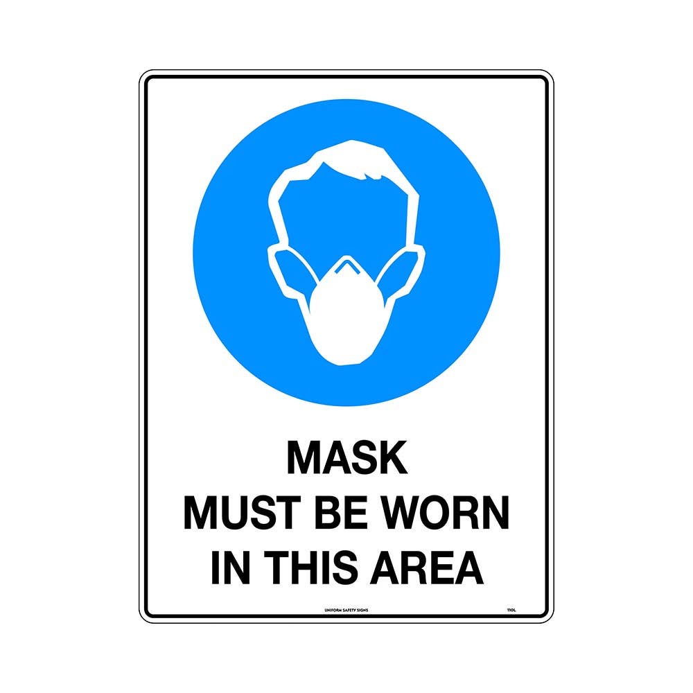 Sign MASK MUST BE WORN IN THIS AREA 450 X 300mm Metal_217466_110lsm